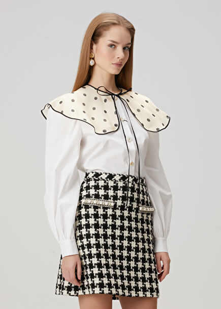 White Polka Dot Collar Shirt